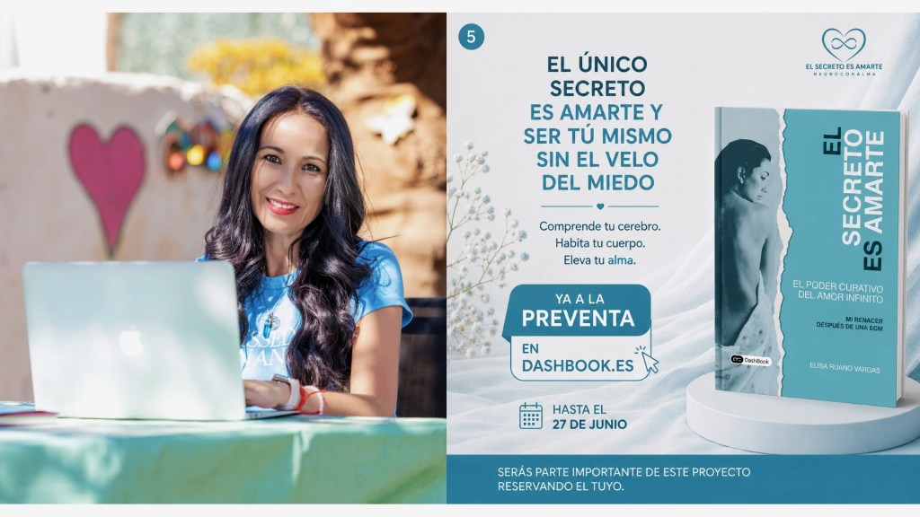 Elisa Ruano escribiendo en el ordenador su libro El secreto es amarte